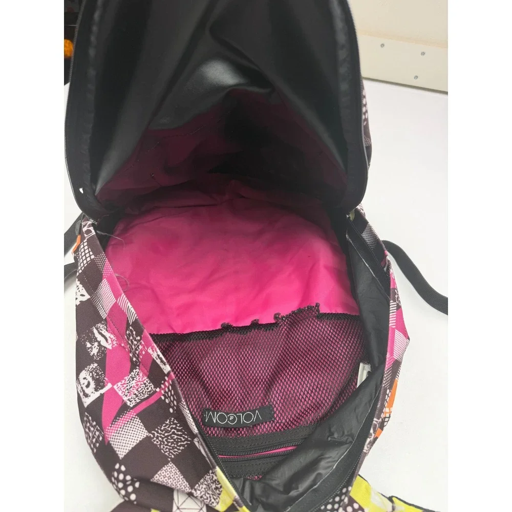 Vintage Volcom Vintage Backpack Y2K Skull Checkerboard Graphic Print Skate Bag